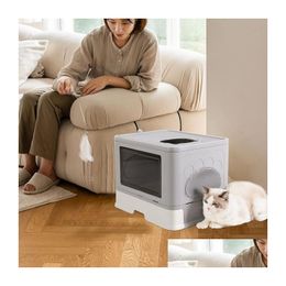 Other Cat Supplies Litter Box Fly Enclosed And Foldable Top Entry Storage Deodorization Easy To Clean Ered Drop Delivery Home Garden Dhzdr