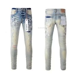 Designer Hole jeans jeans viola per uomo magro motociclistico alla moda foro patchwork strappato tutto l'anno a gambe sottili marchi viola jeans 918