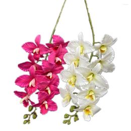 Decorative Flowers 5pcs Artificial Catland Flower Plant Big Vanda Cymbidium Orchid Branch For Wedding Floral Decor Faux 9 Heads Cattleya