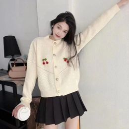 Women's Knits 2024 Early Spring Women O-neck Cardigan Coats Female Long Sleeve Sweater Jackets Ladies Loose Buttons Knitted Outerwear S427