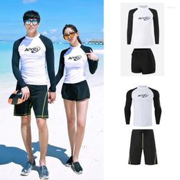 Women's Swimwear Rash Guards Men Women 2 Pieces Long Sleeve Shirt Shorts White Black Couples Surfing Bathing Suits Rashguard Wetsuits