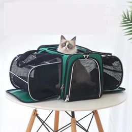 Cat Carriers Durable Small Dog Carrier 2 Side Expandable Breathable Puppy Pet Bag Padded Shoulder Strap Travel Outdoor Transport