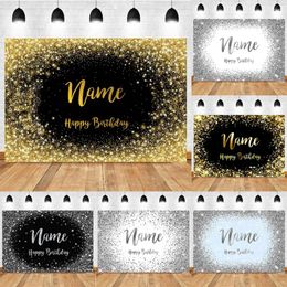 Party Supplies Custom Name Po Gold Silver Glitter Birthday Banner Backgrounds Baby Shower Kid Adult DIY Shoot Backdrop