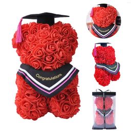 Decorative Flowers 1PC 9.84inch Artificial Foam Red Rose Bear With Gift Box Graduation Toy Birthday Shooting Props