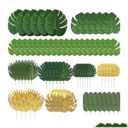 Other Event Party Supplies 72 Pcs Artificial Palm Tropical Leaves Jungle Decorations For Beach Baby Shower Wedding Birthday Drop D Dhpsa