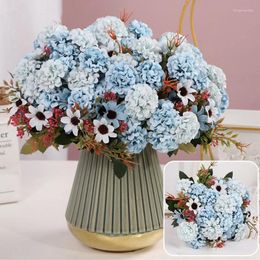 Decorative Flowers Hydrangea Silk Fake One Branch Lifelike Artificial Office Home Decor Wedding Party DIY Bouquet