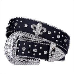 Belts Punk Rhinestone Belt For Men And Women Female Fashion Western Jeans Jewellery Design Y2K