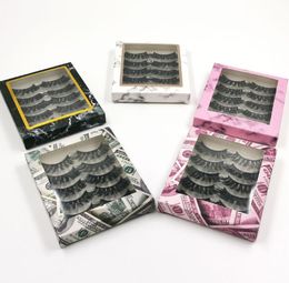 NEW whole 1020 50 setlot 5 pairs of 3d Mink eyelashes box 25mm flash without eyelashes packaging multicolor carton square2169215