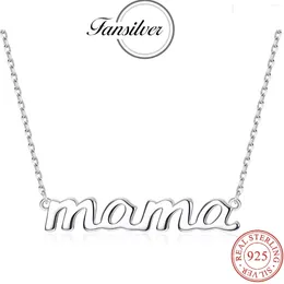 Pendants Fansilver Mama Necklace 925 Sterling Silver Mother 18K White Gold Plated Neck Chains Mother's Day Gifts Wholesale