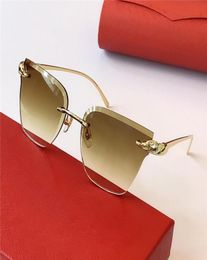 selling whole sunglasses 0130S cat eye frameless retro avantgarde design leopard head style sunglasses uv400 protective 9693005