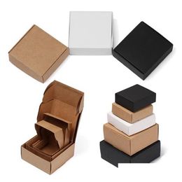 Gift Wrap 50Pcs Mtifunction Kraft Paper Box Brown Cardboard Handmade Soap White Craft Diy Black Packaging Jewelry Drop Delivery Home Dhnkz
