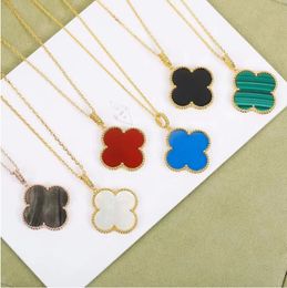 25MM Clover Necklaces For Women Luxury Designer jewelry Four Leaf Pendant18K Gold Silver Plate Agate Diamond Fashion Charm Chain Wedding Gift Party