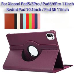 Rotating Case for Xiaomi Pad 5/Pad 6 11 inch Redmi Pad 10.6 Redmi Pad SE 11" Lichee PU Leather Stand Magnetic Protective Cover