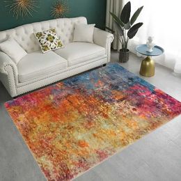 Carpet 1 piece of Colourful living room carpet machine washable flannel floor mat home indoor and outdoor area H240514