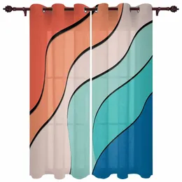 Curtain Line Colour Block Shadow Wave Outdoor For Garden Patio Drapes Bedroom Living Room Kitchen Bathroom Window