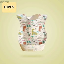 Bibs Burp Cloths 10 sets of Animal World printed down bibs for babies boys and girls disposable bibs non-woven fabric down towels outdoor baby bibs WX