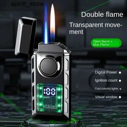Lighters Charging piezoelectric pulse windproof cigar lighter spraying butane torch gas two types of flame cigarette lighter accessories S2451319