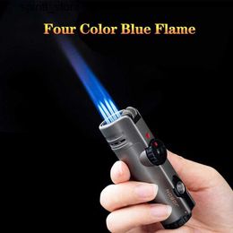 Lighters JOBON Metal Outdoor Windproof Butane Gas Lamp 4 Torch Jet Turbo Lamp Cigar Hole Opening Flame Size Adjustment Mens Gift S24513