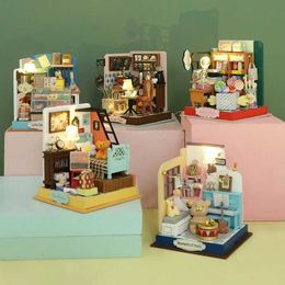 Architecture/DIY House Case Mini Miniature Doll House DIY Small House Kit Making Room Toys Home Bedroom Decorations With Furniture Wooden DollHouse