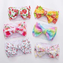 Hair Accessories 2Pcs/Set Strberry Flower Pirnt Bullet Baby Headbands Fabric Lemon Rainbow Girls Hairbands Newborn Boys Kids Turban Headwraps