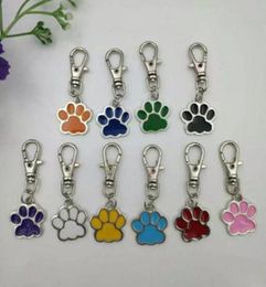 Mixed Colour Enamel Cat Dog Bear Paw Prints Rotating Lobster Clasp Key Chain Keyrings For Keychain Bag Jewellery Making3954603