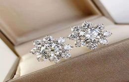 HBP Earrings women's 925 silver plated 18K Gold 1 carat imitation diamond high carbon Diamond4880286