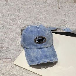 Ball Caps 2024 All-Match Peaked Cap Denim Letter Baseball Men's And Women's Face-Looking Small Net Red