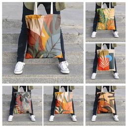 Storage Bags Canvas Shoulder Bag Organisation Handbags Cosmetics Travel Women's Shopping Fabric Pouch Nordic Boho Customizable