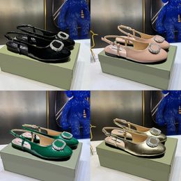 Designer sandals womens ballets flats designer shoe ballerinas flats slingback heels sandal Double Crystal Logo women luxury Classic Wedding Party dress shoes