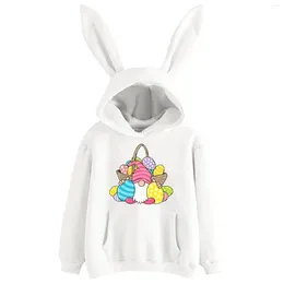 Women's Hoodies Easter Printed Hooded Hoodie Solid Color Loose Casual Top 4x Dress Shirts For Women Womens Tunic Tops