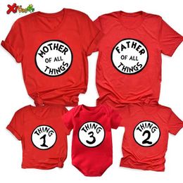 Aile Eşleşen Kıyafetler Aile Eşleşen Kıyafetler Gömlek Ting Partisi Gömlek Kırmızı Tişört Birlikte Aile Özel Adı T-Shirt Set Çocuk Tatil Pijamaları T240513