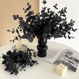 Decorative Flowers 34cm Black Eucalyptus Artificial For Room Decoration Desktop Home Decor