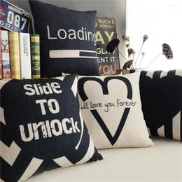 Pillow Nordic Geometric Love Cover Black White Geometry Linen Pillowcase Home Decorative Pillows