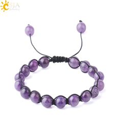 CSJA Women Amethyst Jewellery Natural Semi Precious Stone Beads Thread 8mm Wrap Gemstone Beaded Bracelets Purple Crystal Bangle Resi7601436