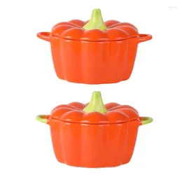 Bowls Ceramic Pumpkin Shape Bowl With Lid Soup Cup Creative Tableware Halloween Decoration Egg Gifts For Girls Boys