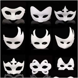 White Face Unpainted Plain/Blank Party Masks Paper Pp Mask Diy Dancing Christmas Halloween Masquerade