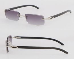 NEW Frameless Diamond cut Lens 8200757 Sunglasses Metal Rimless Original Black Buffalo Horn With C Decoration Male Female Square S2534172