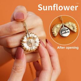 Party Favor You Are My Sunshine Necklaces For Women Men Lover Gold Color Sunflower Necklace Pendant Jewelry Birthday Gift Girlfriend Mom