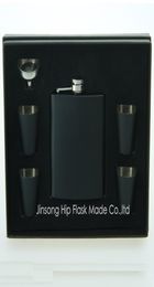 6OZ black flask with 4 pcs 25 ml s glass and funnel set foam inner and Black gift box Your Personalized Logo is also availabl4275371