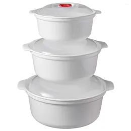 Dinnerware 3 Pcs Lunch Box With Lid Cookware Microwave Dish Reusable Container Three Piece Suit