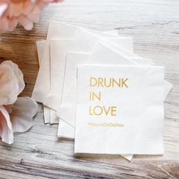 Party Supplies 50PCS Drunk In Love Personalized Wedding Napkins Rehearsal Dinner Engagement Custom Bar