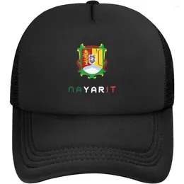 Ball Caps Nayarit Mexico State Unisex Adult Classic Mesh Baseball Cap Snapback Hat Grid Black