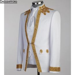 Tuxedos White Men Shawl Lapel Groom Suits Blazer 2 Piece Dobby Prom Party Dinner Jacket Attire Custom Made