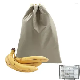 Storage Bags Banana Fridge Vegetable Bag 210D Silver Coating Drawstring Pouch Reusable Produce For Lovers