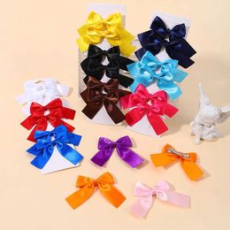 Hair Accessories 2Pcs/set Girl Bow Hairclips Delicate Ribbon Hairpins for Kids Baby Hair Accessories 3.5inch Lovely Headwear Hairgripe Wholesale