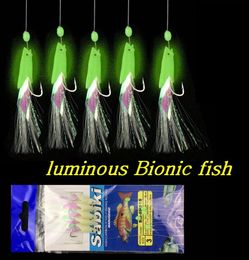 100bag Luminous Sabiki Fishing Lure Rigs Bait Jigs Lure with Bean Fishhook size 10 1 2 3 4 Fishing Tackle2228015