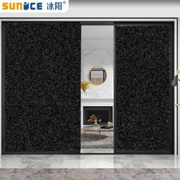 Window Stickers SUNICE Light Blocking Black Frosted Static Cling Film Home Office Bathroom Decoration Eco-friendly Width:92cm/36.2"