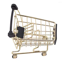 Storage Bottles Cart Basket Delicate Shopping Carts Toy Golden Mini Trolley Decor Baby Po Props