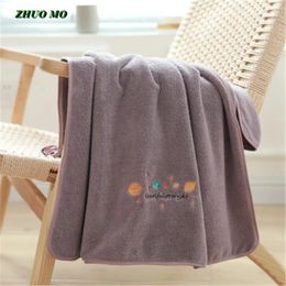 Towel Fashion Embroidery Bath Bathroom Thicken 70 140 Cm Large Coral Fleece Absorbent Adult Couple Gift Soft T639