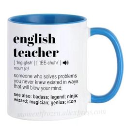 English Teacher Mugs Ceramic Cups Diswasher Heat Sensitive Coffee Mugen Coffeeware Home Decal Funny Gift Idea Message Drinkware 240507
